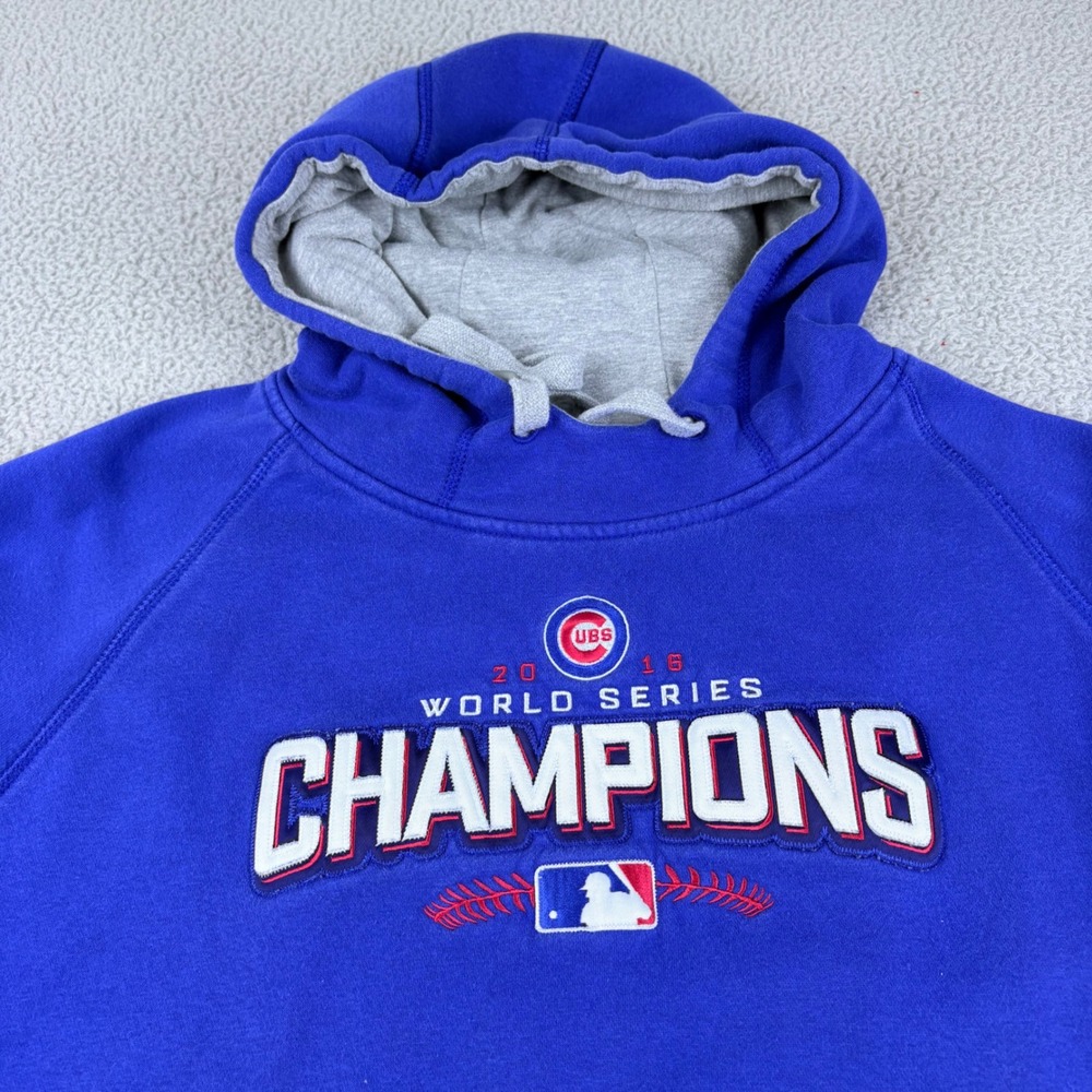 Antigua Chicago Cubs World Series Champions Hoodie Men L Blue 2016 MLB Graphics